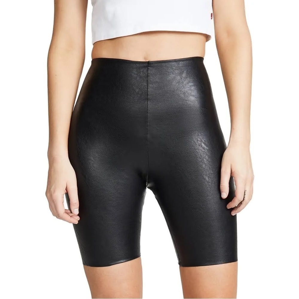 Faux Leather Bike Shorts in Black xs - Picture 2 of 3